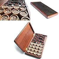 Wooden Backgammon Board Game Set - with Luxury Leather Playing Pieces Dice Replacement Tournament Natural Wood Toy - Storage Box Chips - Portable and Travel Backgammon Set for Adults
