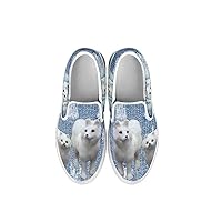 Kid's Slip Ons- Samoyed Dog Print Slip-Ons Shoes for Kids (12 Child (EU30), Blue)