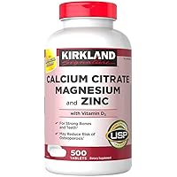 Kirkland Signature Calcium Citrate 500mg, 2-Pack of 500 Tablets Each for 1000 Ct
