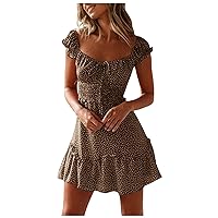 Women's Cute Fall Dresses Pleated Sleeve Heart Neckline Print Dress Mini Sundress Homecoming Dresses 2023, S-3XL