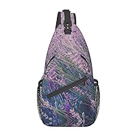 Purple Lavender Field Sling Bag Crossbody Backpack Sling Backpack Shoulder Bag For Women Men Cycling Hiking Travel