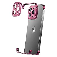 Losin Compatible with iPhone 15 Pro Case with Camera Lens Protector, Aluminum Metal Frameless, Borderless Design, Slim Thin & Lightweight, Shockproof Bumper Cover, for Women and Men (Red)
