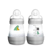 MAM Easy Start Anti-Colic Newborn Essentials, Slow Flow Bottles with Silicone Nipple, Unisex, Designs May Vary, 5 Oz, 2 Count (Pack of 1)