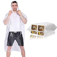 Rain Ponchos,with Drawstring Hood （10 Pack） Emergency Disposable Rain Ponchos Family Pack for Adults,Clear