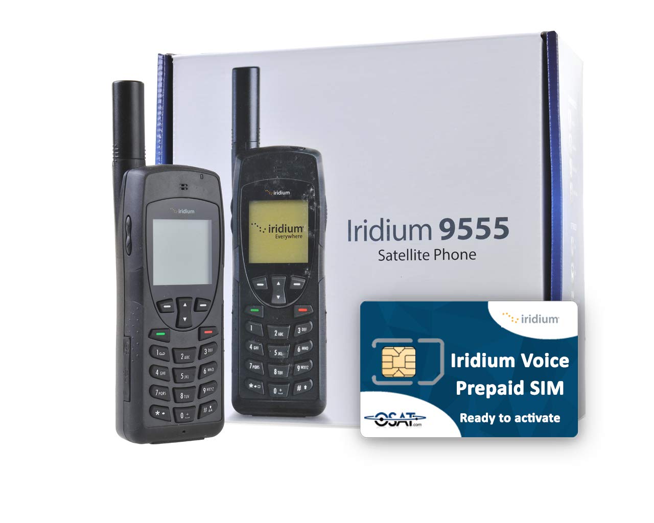 Iridium 9555 Satellite Phone with a Prepaid SIM Card Ready to Activate (No Airtime Included)