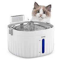 70.4oz/2L Cat Water Fountain Automatic Induction Water Dog Water Fountain with Battery & Power Cord Powered Pet Water Fountain Bowl with Stainless Steel Drinking Tray for Pets, White