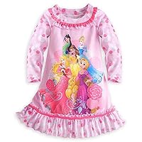 Disney Store Princess Dream Team Long Sleeve Floral Nightshirt Nightgown Girls, Pink, Size 5/6
