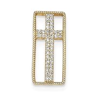 10.3mm 925 Sterling Silver Gold tone CZ Cubic Zirconia Simulated Diamond Religious Faith Cross Slide Jewelry for Women