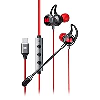 Monster SG12 Gaming Earbuds USB-C Wired Headphones with Built-in Microphone & Volume Control, Ultra 7.1 Surround Sound Earphones, Noise Cancelling, Compatible with USB Type-C, Black