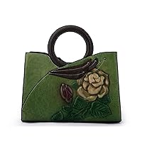 Women Genuine Leather Handbag Women Retro Elegant Shoulder Bag Handmade Flower Messenger Bag (Color : Coffee, Size : 30.5x13.5x22cm)