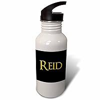 3dRose Reid popular baby boy name in America. Yellow on black charm... - Water Bottles (wb_355714_2)