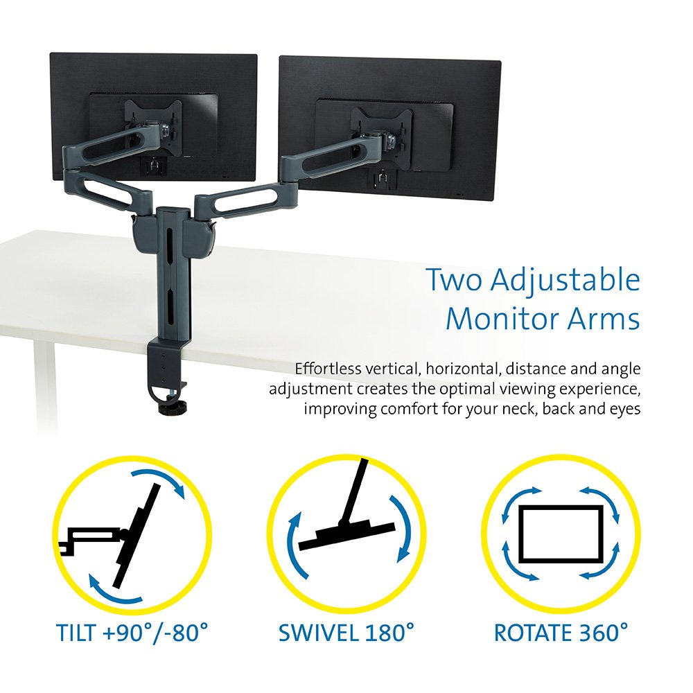 Kensington SmartFit Ergonomic Dual Monitor Pivoting Arm Mount (K60273WW)