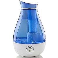 Ovente Humidifier Ultrasonic Quiet Air Cool Pure Mist with 2.5 Liter Easy Fill & Clean Water Tank Adjustable Moisture Level Compact Night Blue Light Portable for office Bedroom Nursery Blue HMD625BL