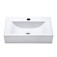 EC1601 ELANTI 1601 Porcelain Rectangular Wall-Mounted Compact Sink, (18 x 12.1 x 4 Inches)