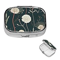 Bloom Pill Box Small Metal Pill Case for Purse & Pocket 2 Compartment Pill Organizer with Mirror Travel Pillbox Medicine Case Portable Pill Container Unique Gift