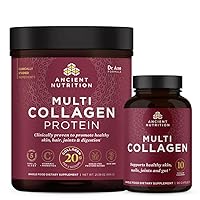 Ancient Nutrition Multi Collagen Capules, 90 Count + Multi Collagen Protein Powder, Unflavored, 60 Servings