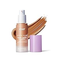 Crystal Glow Peptide-Infused Foundation, 2-in-1 Multitasking Korean Makeup with Blurring Face Primer, Luminizer, Hydration & Skin Defense for a Flawless Finish, 1.01 Oz, Tan Neutral