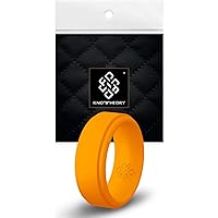 Knot Theory Step Edge Silicone Rings for Men - Breathable 9mm Rubber Wedding Band in Black, Gold, Silver, Blue, Green, or Red