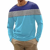 DuDubaby Flannel Shirt for Men Graphic T-Shirts Fashion Casual Stripe Printed Long Sleeve O-Neck Shirts Tops Blouse