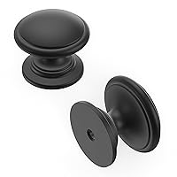 Hickory Hardware 1 Pack Solid Core Kitchen Cabinet Knobs, Luxury Cabinet and Dresser Knobs, Handle Pulls for Doors & Drawers, 1-1/4 Inch, Matte Black, Williamsburg Collection