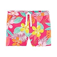 Carter's Girls' French Terry Ruffle Pull On Shorts, Tropical, 12 Months