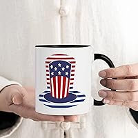 4th of July American Hat Drink Cup, 11oz Tea Mugs with Sayings, Flower Floral Flamingo Porcelain Customized Mug Cup for Cappuccino Milk Tea, Valentine’s Day Festival Home Weightlifting Gift