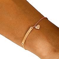 Personalized Name Bar & Initial Bracelet 16K Plated Gold Rose Gold Silver Personalized gift
