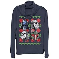 STAR WARS Holiday Faces Women's Cowl Neck Long Sleeve Knit Top