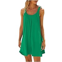 Amazon Deals Today Women Mini Sundress Casual Beachwear Sleeveless Tank Dress Vacation Short Summer Dress 2024 Cute Tunic Dresses Tshirt Dress Women Short