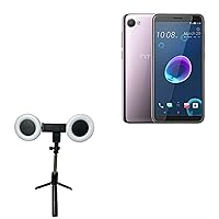 BoxWave Stand and Mount Compatible with HTC Desire 12 - RingLight SelfiePod, Selfie Stick Extendable Arm with Ring Light - Jet Black