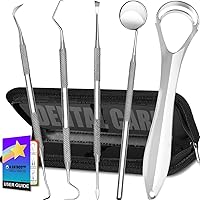 Dental Tools, Dental Pick, Dental Hygiene Kit, Oral Care Teeth Cleaning Tools Set, Stainless Steel Tooth Scraper Plaque Tartar Cleaner, Plaque Remover for Teeth - with Case