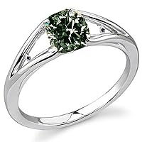 2.51 ct SI2 Cushion Moissanite Silver Plated Engagement Ring Green Color Size 7.50