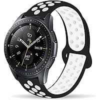 PingGoo Watch Band, 0.8 inch (20 mm), 0.9 inch (22 mm), Soft and Breathable Silicone Sports Band, Compatible with Amazfit Bip Smart Watch/Xiaomi/Huawei/Yamay/Galaxy Gear, Active/KYOKA/Vivoactive, Venu, Move Sport Replacement Band (0.9 inch (22 mm), Black + White)