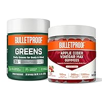 Bulletproof Apple Cider Vinegar Max Sugar-Free Gummies, 60 Count and Greens, 8.4 Ounces Bundle