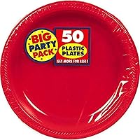 Amscan Apple Red Round Disposable Plastic Plates - 7