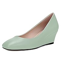 Women's Wedge Low Heels Square Toe Slip-on Comfortable Dress Pumps Shoes