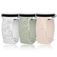 Bands For Google Pixel Watch Band - Band Compatible with Pixel Watch 2/1 - Cute Engraved 3 Patterns Soft Silicone Laser Sport Strap For Women Men Smartwatch Accessories