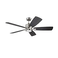 Kathy Ireland Home Ion Eco WiFi Indoor Ceiling Fan with Light Kit | Dimmable LED Lighting Fixture with 6-Speed Wall Control and Premium DC EcoMotor | Blades Sold Separately, Brushed Steel