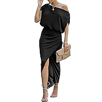 ANRABESS Women's Summer Formal Cocktail Evening Party Maxi Dress Casual Off Shoulder Bodycon Wedding Guest Dress