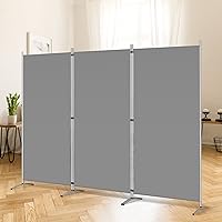 RANTILA 3 Panel Room Divider, 6 Ft Tall Folding Privacy Screen Freestanding Room Partition Wall Dividers, 102''W x 20''D x 71''H, Grey