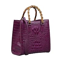 Crocodile Pattern Leather Women's Bag Bamboo Top-Handle Satchel Handbags Portable Tote Bag Shoulder Messenger Bags