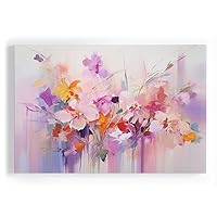 Wall Art Canvas for Dinning room. Blossoming Vitality: A Kaleidoscope of Blooms in Pink's Embrace, 39 x 26 inch