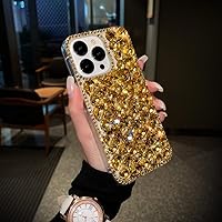 ENILSA Luxury Full Diamond Silicon Shock Proof Phone Case for iPhone 15 14 13 12 11 Pro Max 8 7 Plus Mini Protective Cover,Gold,for XSMAX