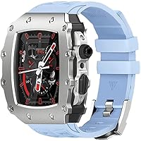 INFRI Modifikationsset Legierung Uhrengehäuse + Gummi-Uhrenarmband, für Apple Watch 8 7 45 mm, Luxus-Upgrade-Edelstahl-Uhrengehäuse/Gummi-Uhrenarmband, für iWatch Serie 6, 5, 4, SE, 44 mm