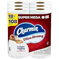 Ultra Strong Toilet Paper, 18 Super Mega Rolls = 108 Regular Rolls