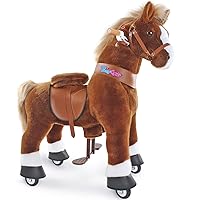 PonyCycle Official Classic U Series Ride on Horse Toy Plush Walking Animal Brown Horse Size 4 for Age 4-8 Ux424