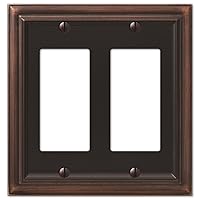 AMERELLE 94RRVB Continental Double Rocker Cast Metal Wallplate in Aged Bronze