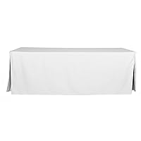 Tablevogue Machine Washable Polyester Solid Fitted Stain Resistant Table Cover Rectangular 96-inch Tablecloths for Events Wedding Special Occasions Table Cloth 8-Foot, White