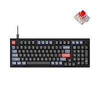 Keychron V5 Wired Custom Mechanical Keyboard Knob Version, 96% Layout QMK/VIA Programmable with Hot-swappable Keychron K Pro Red Switch Compatible with Mac Windows Linux Black (Non-Transparent)
