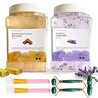 24K Gold & Lavender Jelly Face Mask for Facials - Hydrating, Brightening & Nourishing Jelly Mask with Free Jade Roller & Spatula | Professional Hydrojelly Masks | Vajacial Jelly Mask Powder | 23 Oz